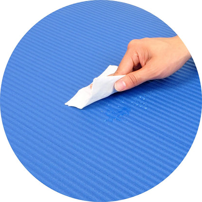 All-Purpose 1-Inch Extra Thick High Density Anti-Tear Exercise Yoga Mat with Carrying Strap, Blue